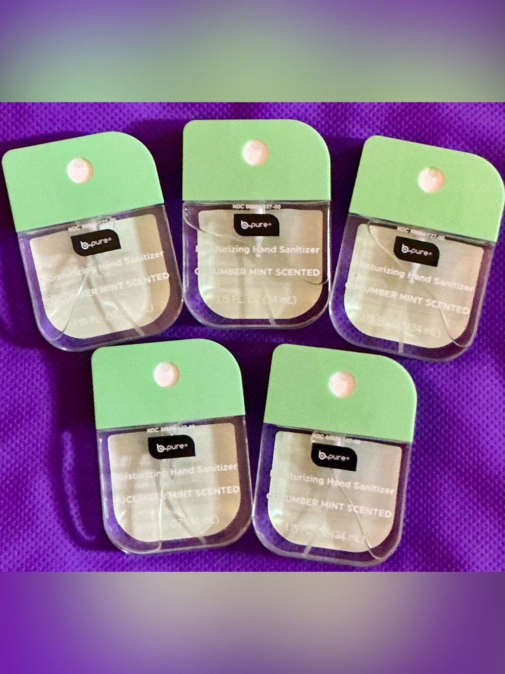 b.pure Cucumber Mint Hand Sanitizer (5-Pack) - Green & Clear